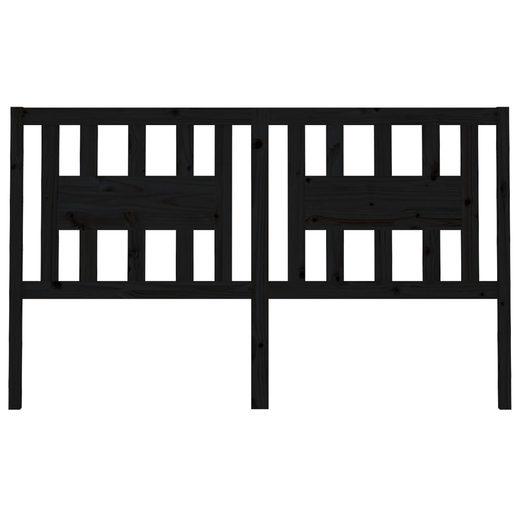vidaXL Κεφαλάρι Κρεβατιού Μαύρο 126 x 4 x 100 εκ. Μασίφ Ξύλο Πεύκου