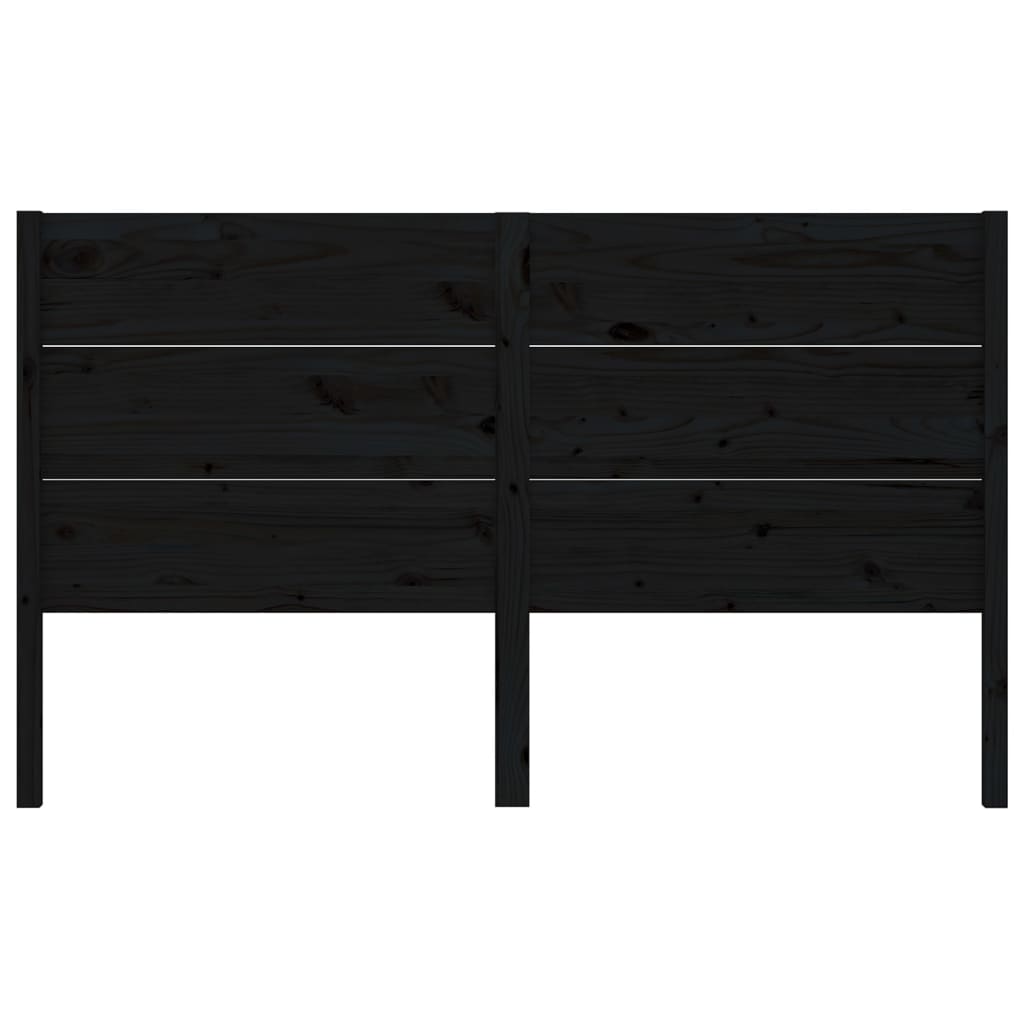 vidaXL Κεφαλάρι Κρεβατιού Μαύρο 126 x 4 x 100 εκ. Μασίφ Ξύλο Πεύκου
