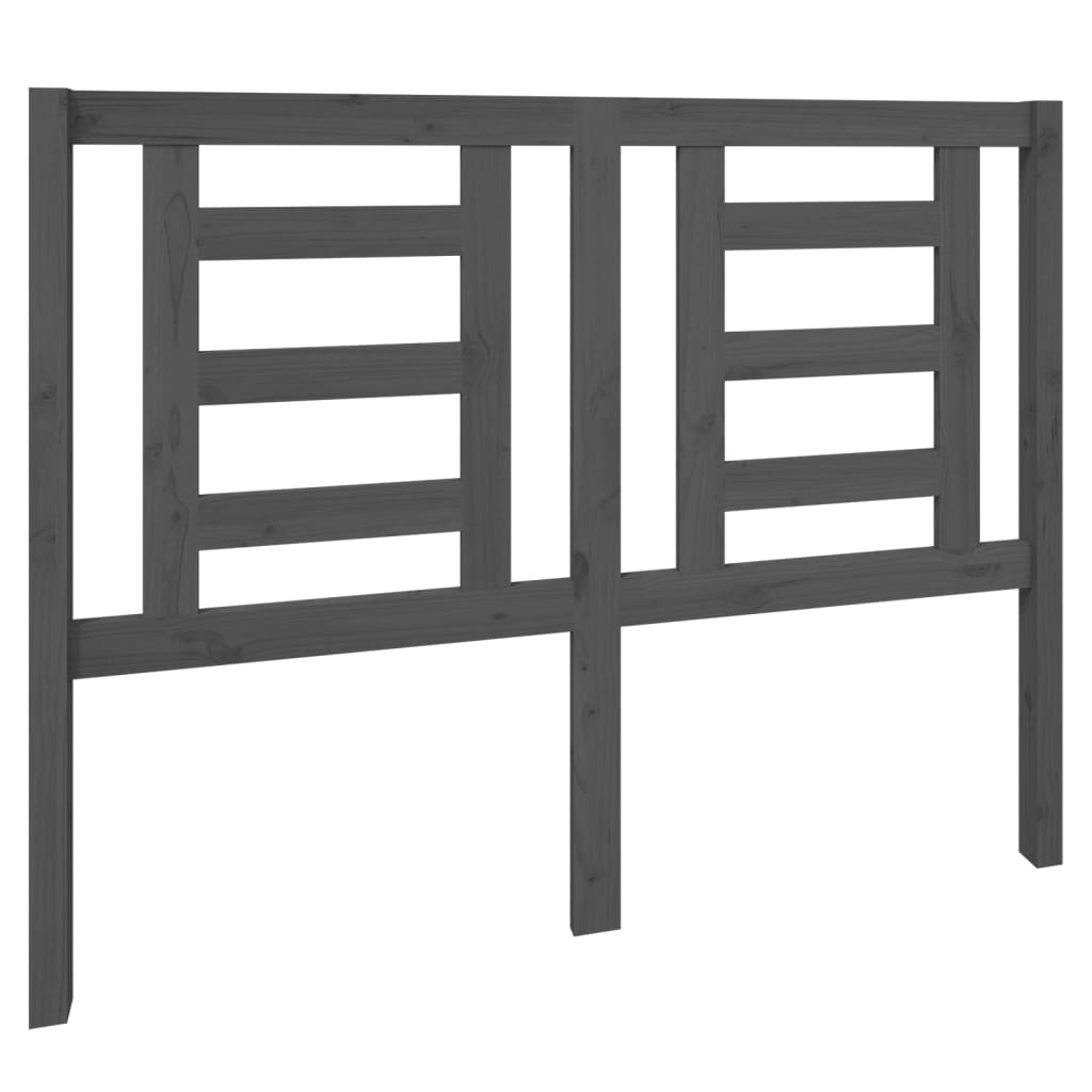 vidaXL Κεφαλάρι Κρεβατιού Γκρι 126 x 4 x 100 εκ. από Μασίφ Ξύλο Πεύκου