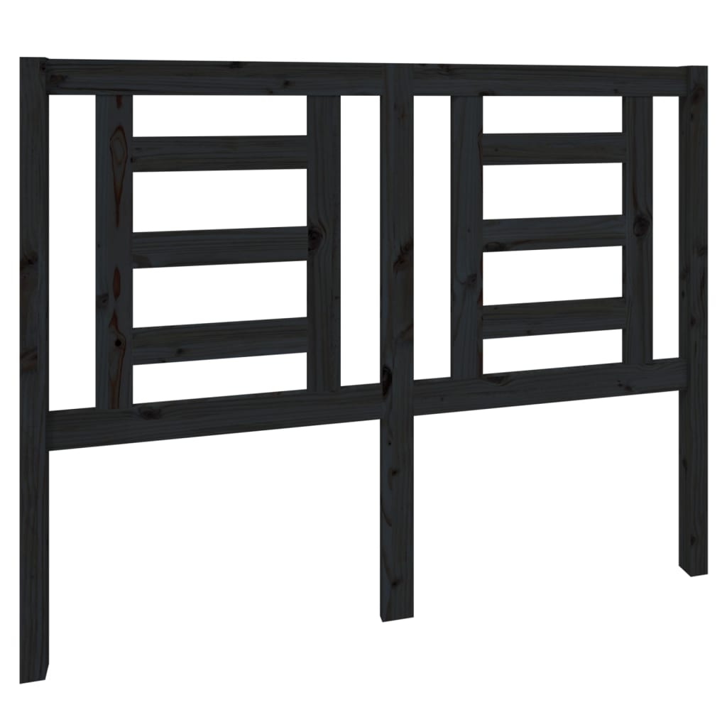 vidaXL Κεφαλάρι Κρεβατιού Μαύρο 126 x 4 x 100 εκ. Μασίφ Ξύλο Πεύκου