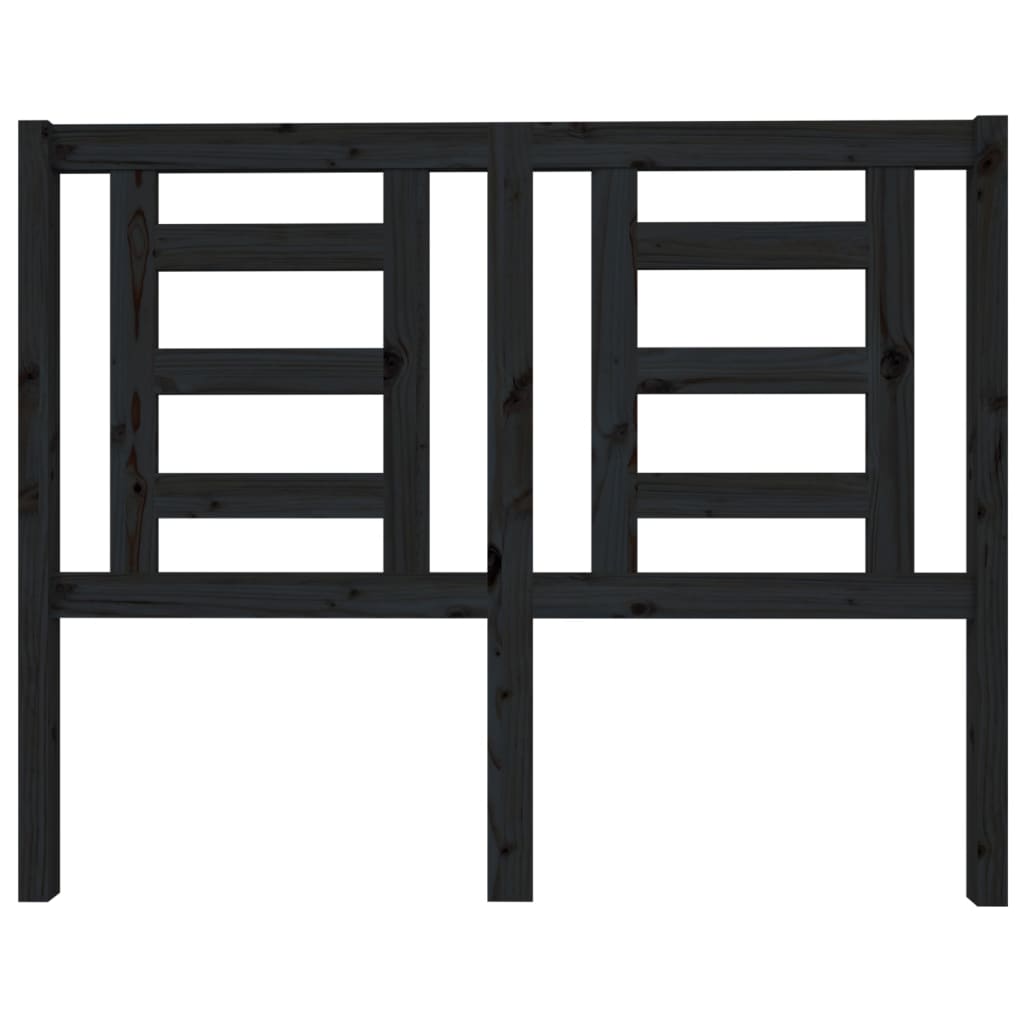 vidaXL Κεφαλάρι Κρεβατιού Μαύρο 126 x 4 x 100 εκ. Μασίφ Ξύλο Πεύκου