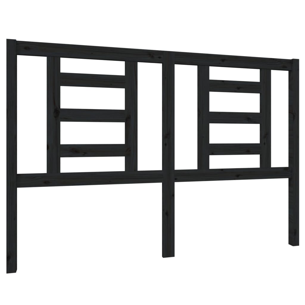 vidaXL Κεφαλάρι Κρεβατιού Μαύρο 146 x 4 x 100 εκ. Μασίφ Ξύλο Πεύκου