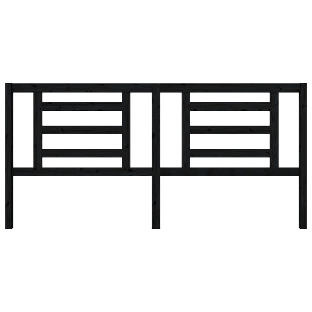 vidaXL Κεφαλάρι Κρεβατιού Μαύρο 206 x 4 x 100 εκ. Μασίφ Ξύλο Πεύκου