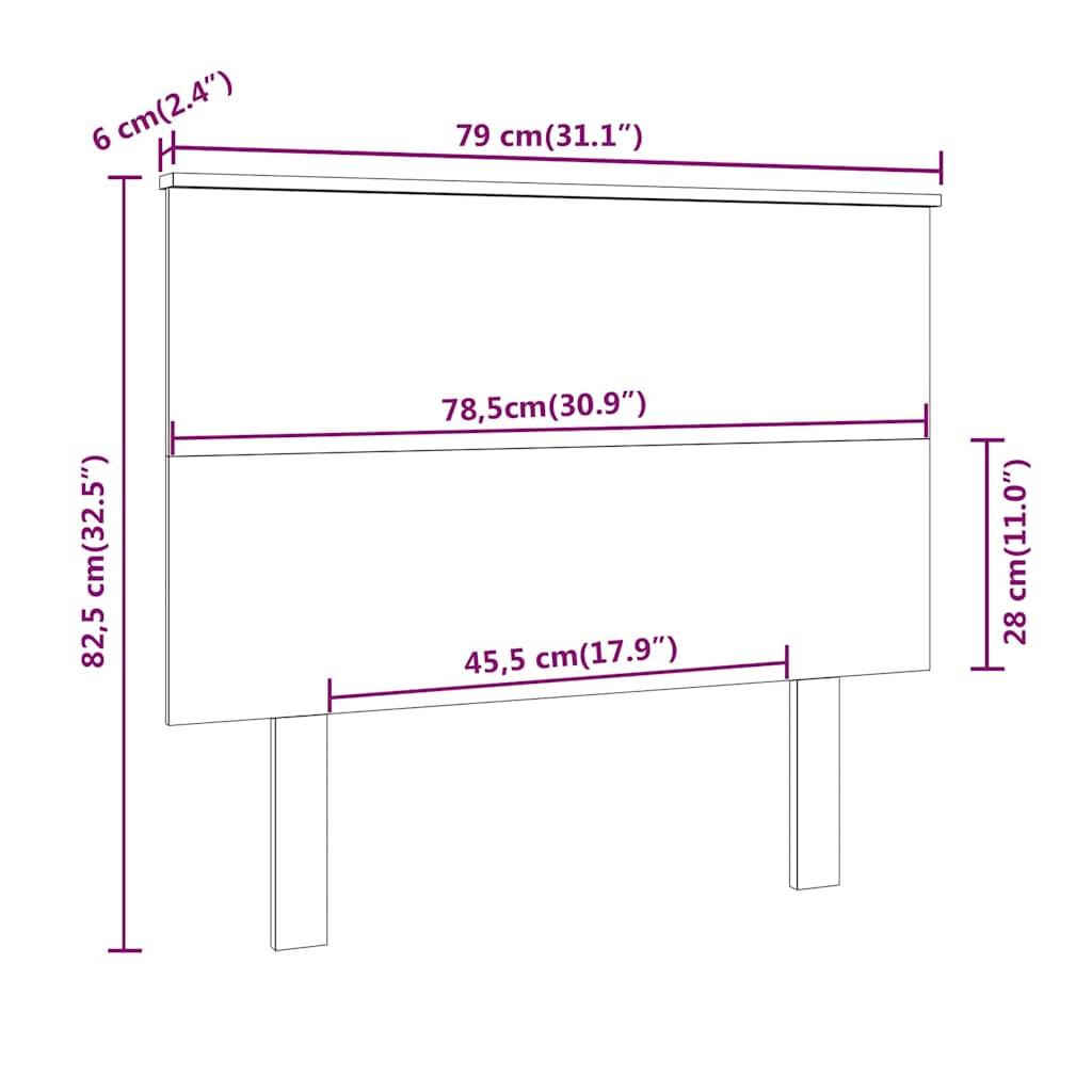 vidaXL Κεφαλάρι Κρεβατιού 79x6x82,5 εκ. από Μασίφ Ξύλο Πεύκου