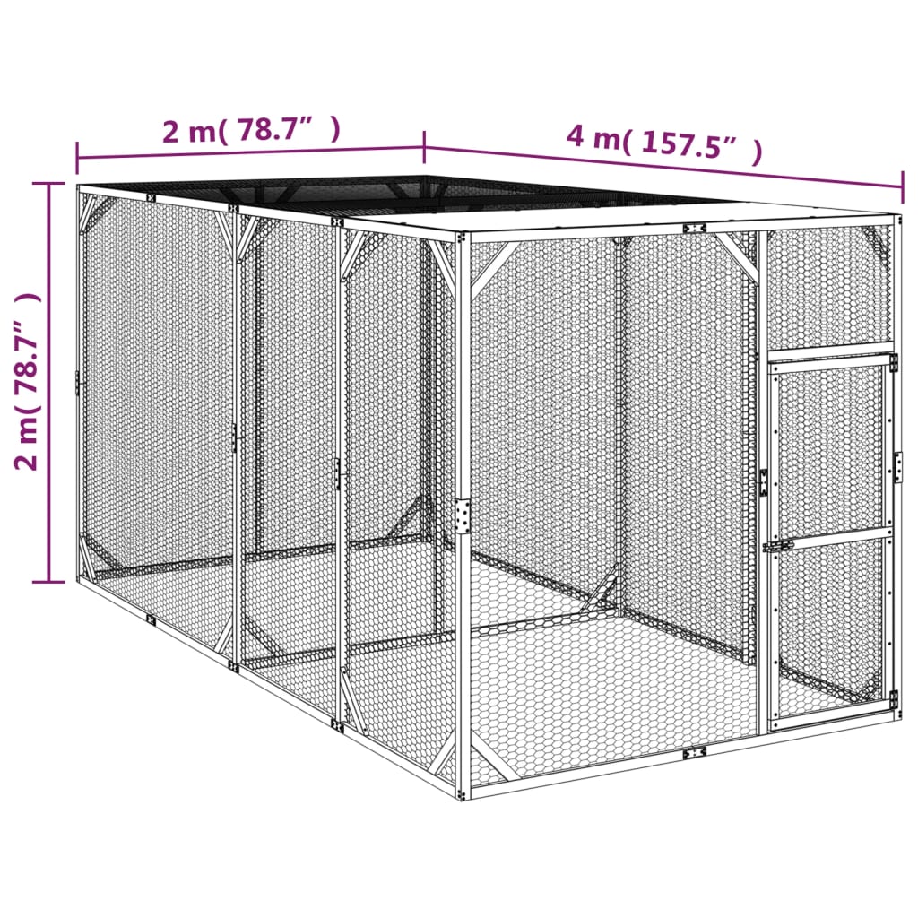vidaXL Κοτέτσι 200x400x200 εκ. από Μασίφ Εμποτισμένο Ξύλο Πεύκου