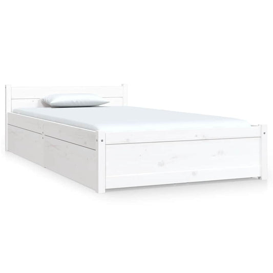 vidaXL Πλαίσιο Κρεβατιού με Συρτάρια Λευκό 90 x 190 εκ Single