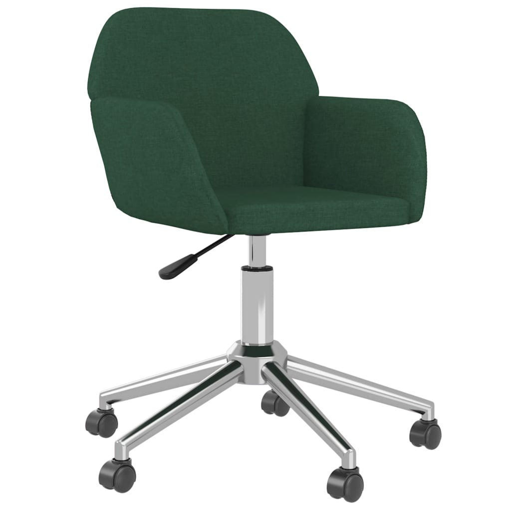 vidaXL Καρέκλες Τραπεζαρίας Περιστρ. 2 τεμ. Σκούρο Πράσινο Υφασμάτινες