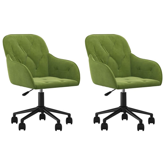 vidaXL Καρέκλες Τραπεζαρίας Περιστρ. 2 τεμ. Ανοιχτό Πράσινο Βελούδινες