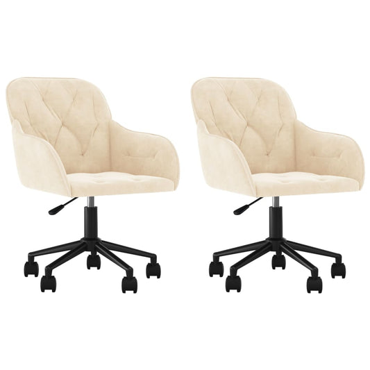 vidaXL Καρέκλες Τραπεζαρίας Περιστρεφόμενες 2 τεμ. Κρεμ Βελούδινες