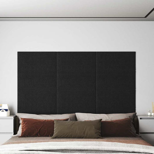 vidaXL Πάνελ Τοίχου 12 τεμ. Μαύρος 60 x 30 εκ. 2,16 μ² Υφασμάτινα
