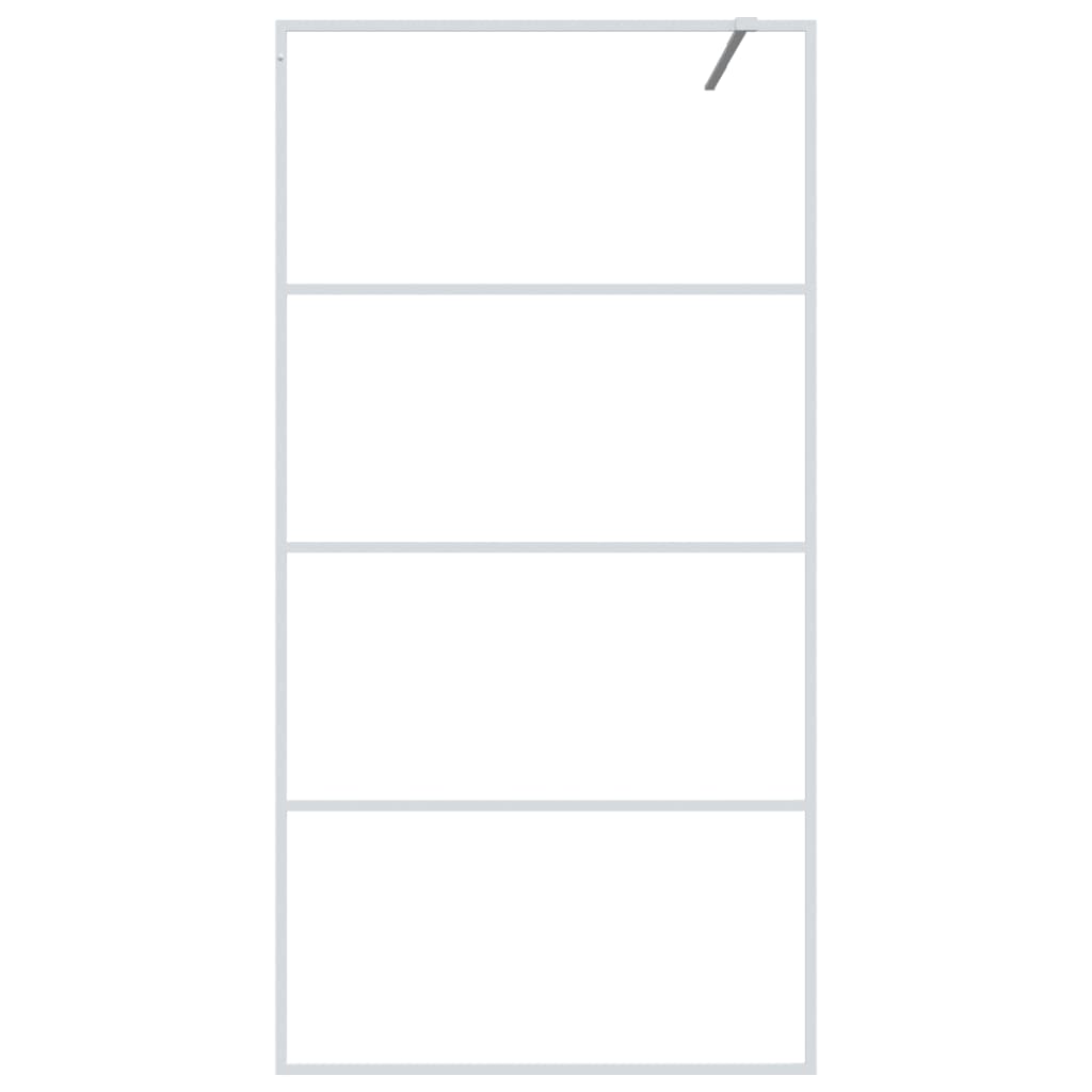 vidaXL Διαχωριστικό Ντουζιέρας Λευκό 100x195 εκ. από Διαυγές Γυαλί ESG