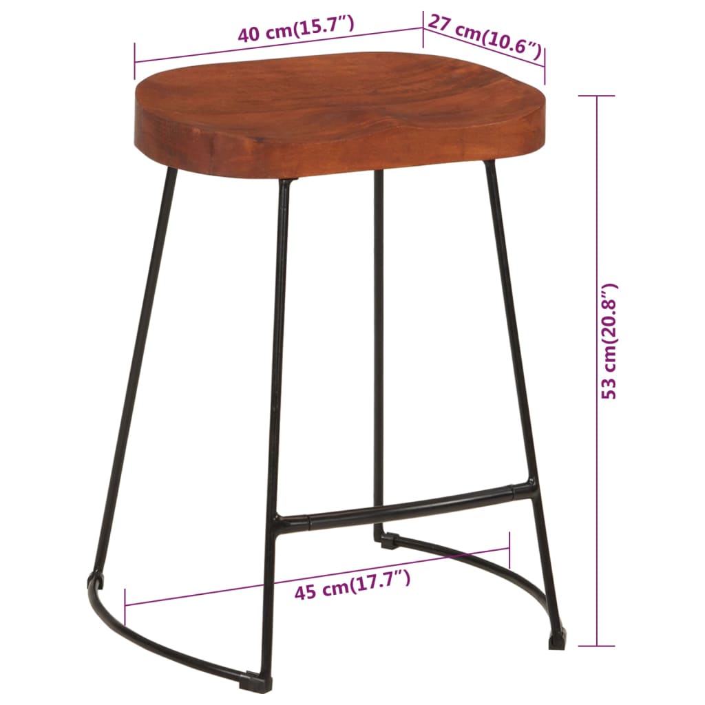 vidaXL Σκαμπό Μπαρ Gavin 2 τεμ. 45 x 38 x 53 εκ. από Μασίφ Ξύλο Μάνγκο