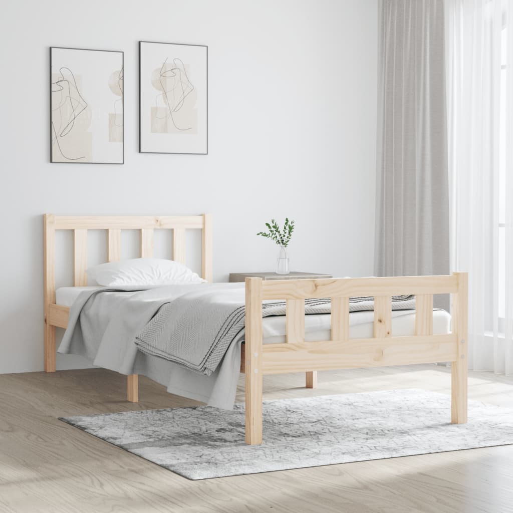 vidaXL Πλαίσιο Κρεβατιού 75 x 190 εκ. από Μασίφ Ξύλο Small Single
