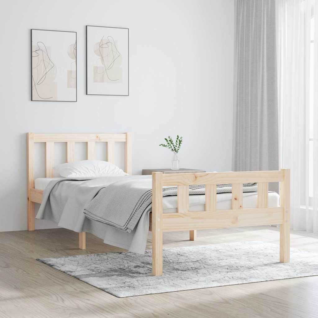 vidaXL Πλαίσιο Κρεβατιού 90 x 190 εκ. από Μασίφ Ξύλο Single