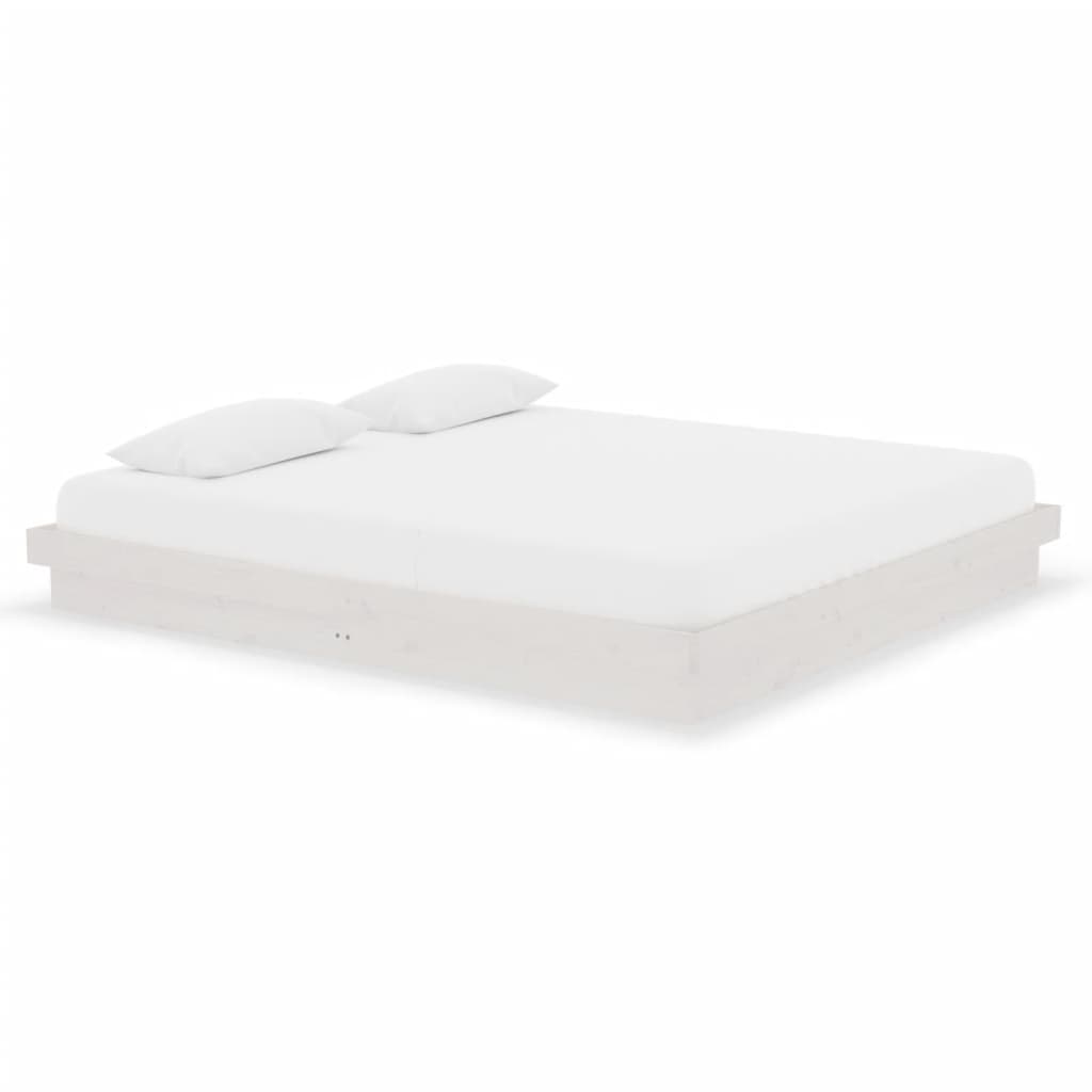 vidaXL Πλαίσιο Κρεβατιού Λευκό 180 x 200 εκ. Μασίφ Ξύλο Super King