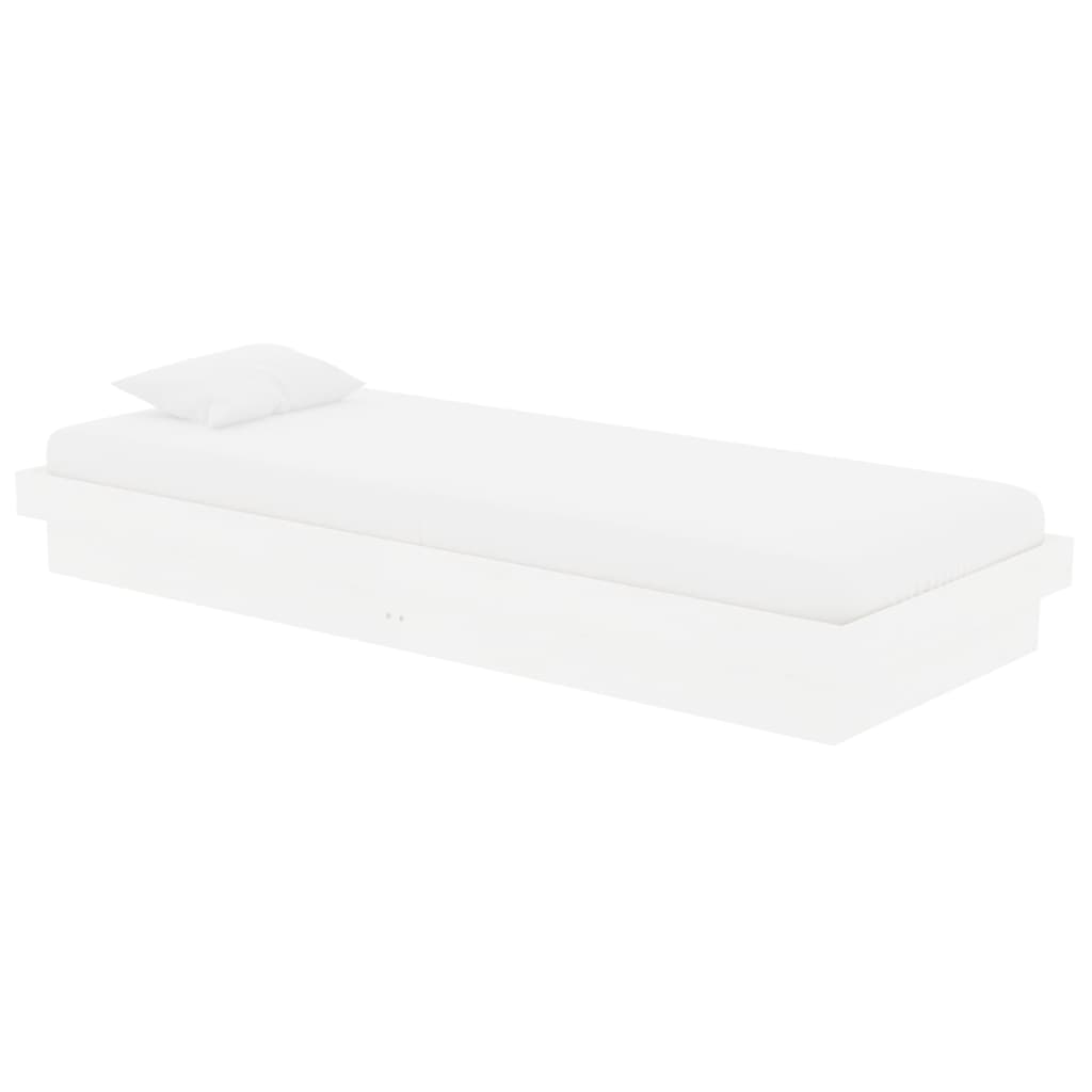 vidaXL Πλαίσιο Κρεβατιού Λευκό 75x190 εκ. Μασίφ Ξύλο Small Single