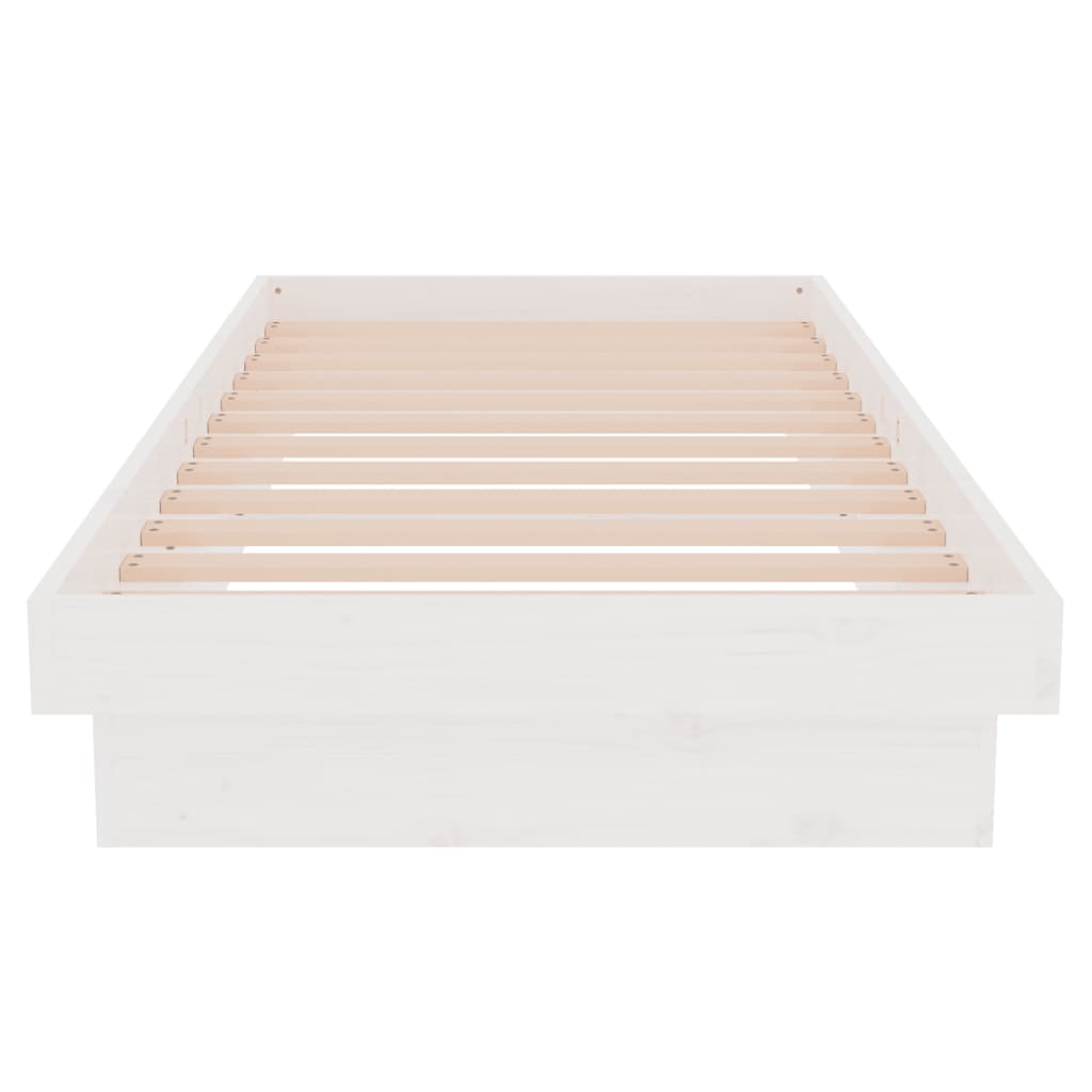 vidaXL Πλαίσιο Κρεβατιού Λευκό 75x190 εκ. Μασίφ Ξύλο Small Single