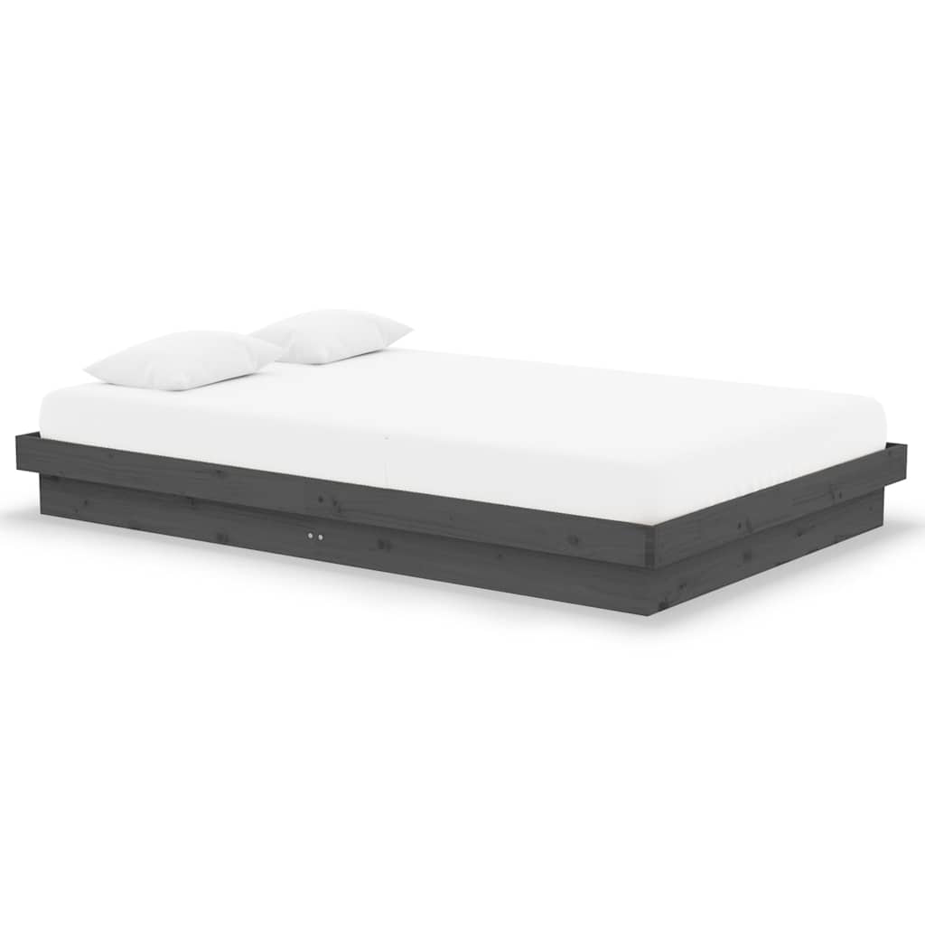 vidaXL Πλαίσιο Κρεβατιού Γκρι 120x190 εκ. Μασίφ Ξύλο Small Double