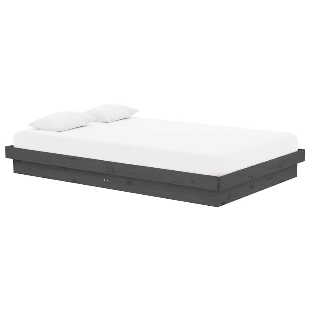vidaXL Πλαίσιο Κρεβατιού Γκρι 120x190 εκ. Μασίφ Ξύλο Small Double