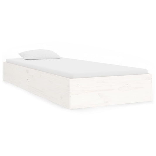 vidaXL Πλαίσιο Κρεβατιού Λευκό 75x190 εκ. Μασίφ Ξύλο Small Single