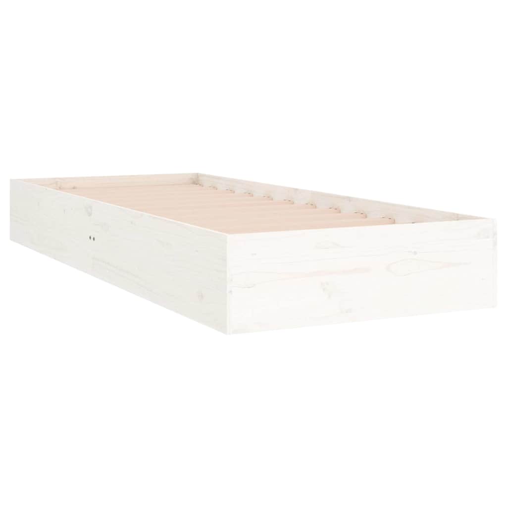 vidaXL Πλαίσιο Κρεβατιού Λευκό 75x190 εκ. Μασίφ Ξύλο Small Single