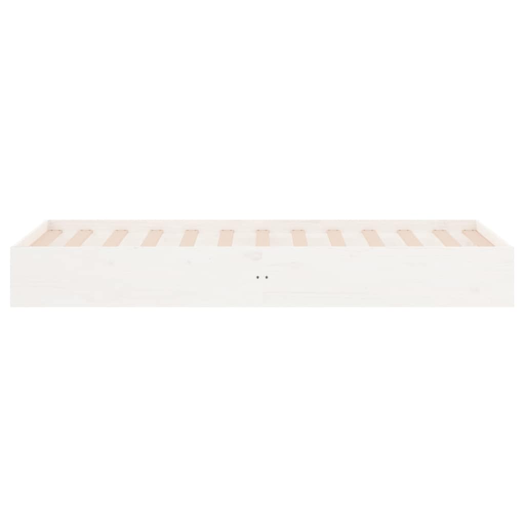 vidaXL Πλαίσιο Κρεβατιού Λευκό 75x190 εκ. Μασίφ Ξύλο Small Single
