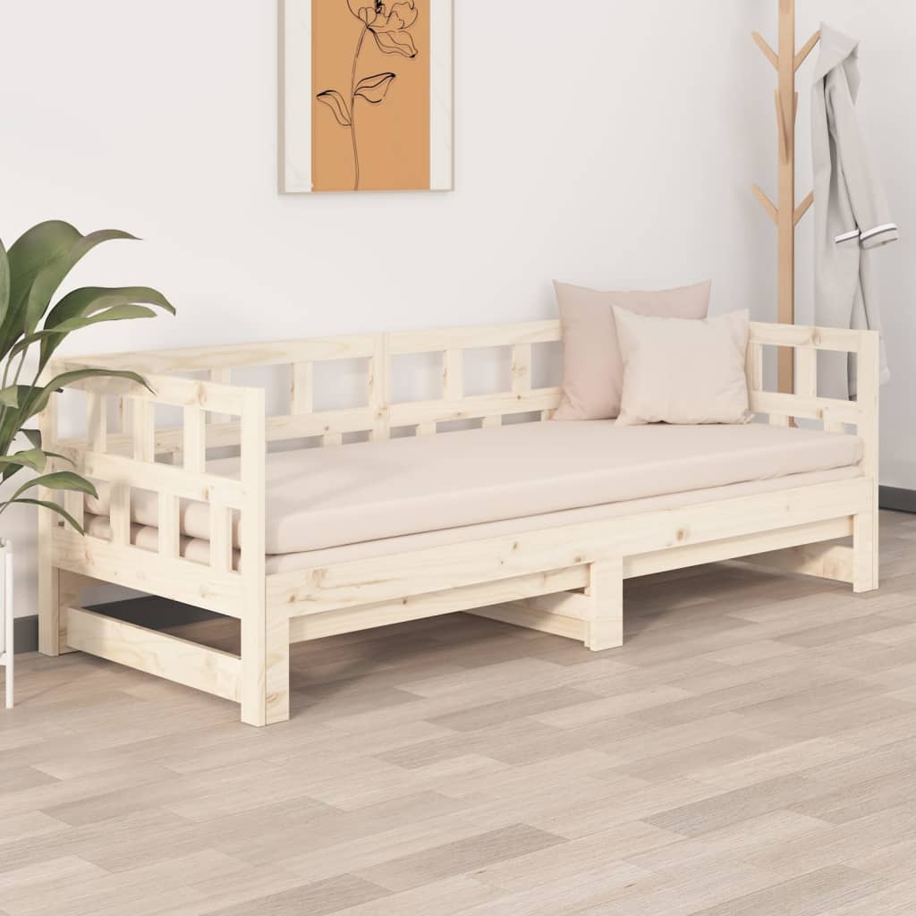vidaXL Καναπές Κρεβάτι Συρόμενος 2x(80x200) εκ. από Μασίφ Ξύλο Πεύκου