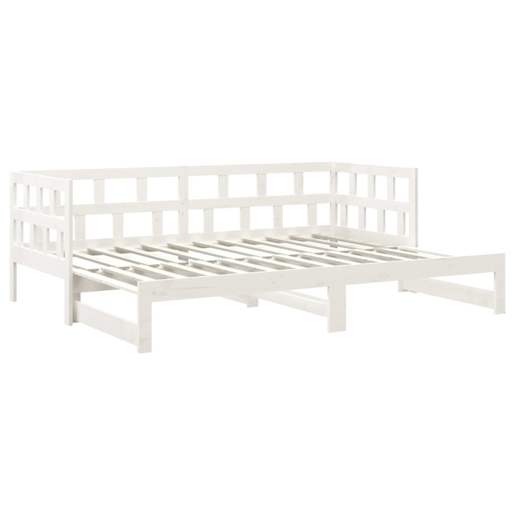 vidaXL Καναπές Κρεβάτι Συρόμενος Λευκός 2x(80x200) εκ. από Μασίφ Πεύκο