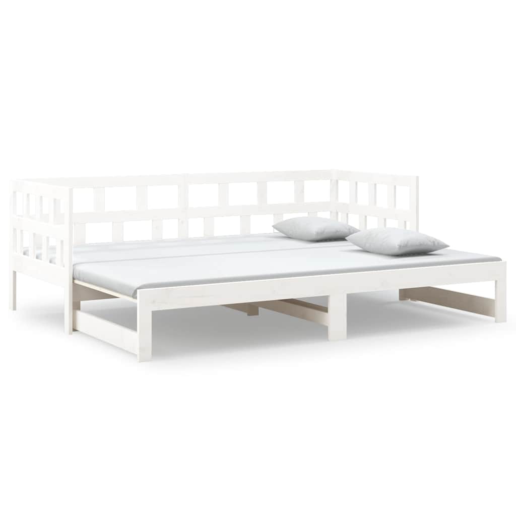 vidaXL Καναπές Κρεβάτι Συρόμενος Λευκός 2x(90x190) εκ. από Μασίφ Πεύκο