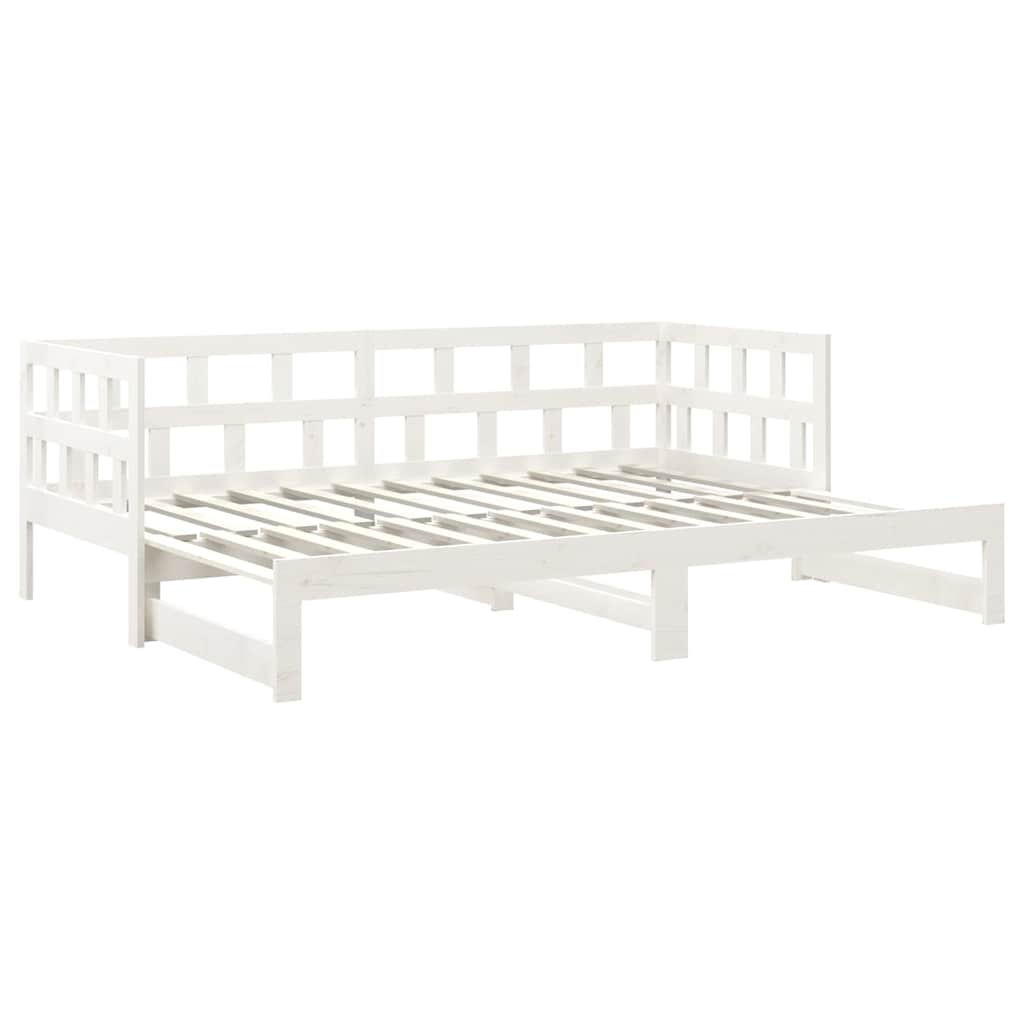 vidaXL Καναπές Κρεβάτι Συρόμενος Λευκός 2x(90x190) εκ. από Μασίφ Πεύκο