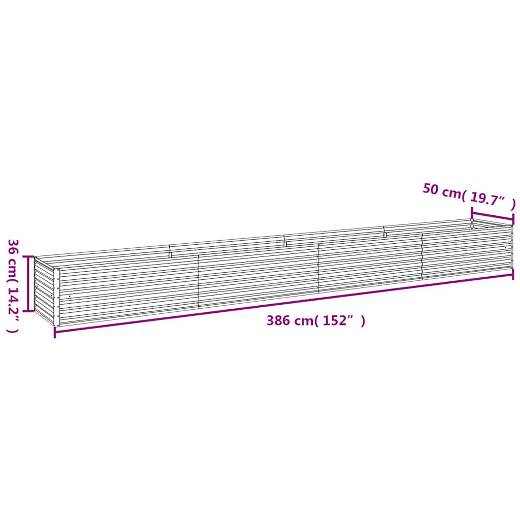 vidaXL Υπερυψωμένο Ζαρντινιέρα Κήπου 386 x 50 x 36 εκ. από Ατσάλι Corten