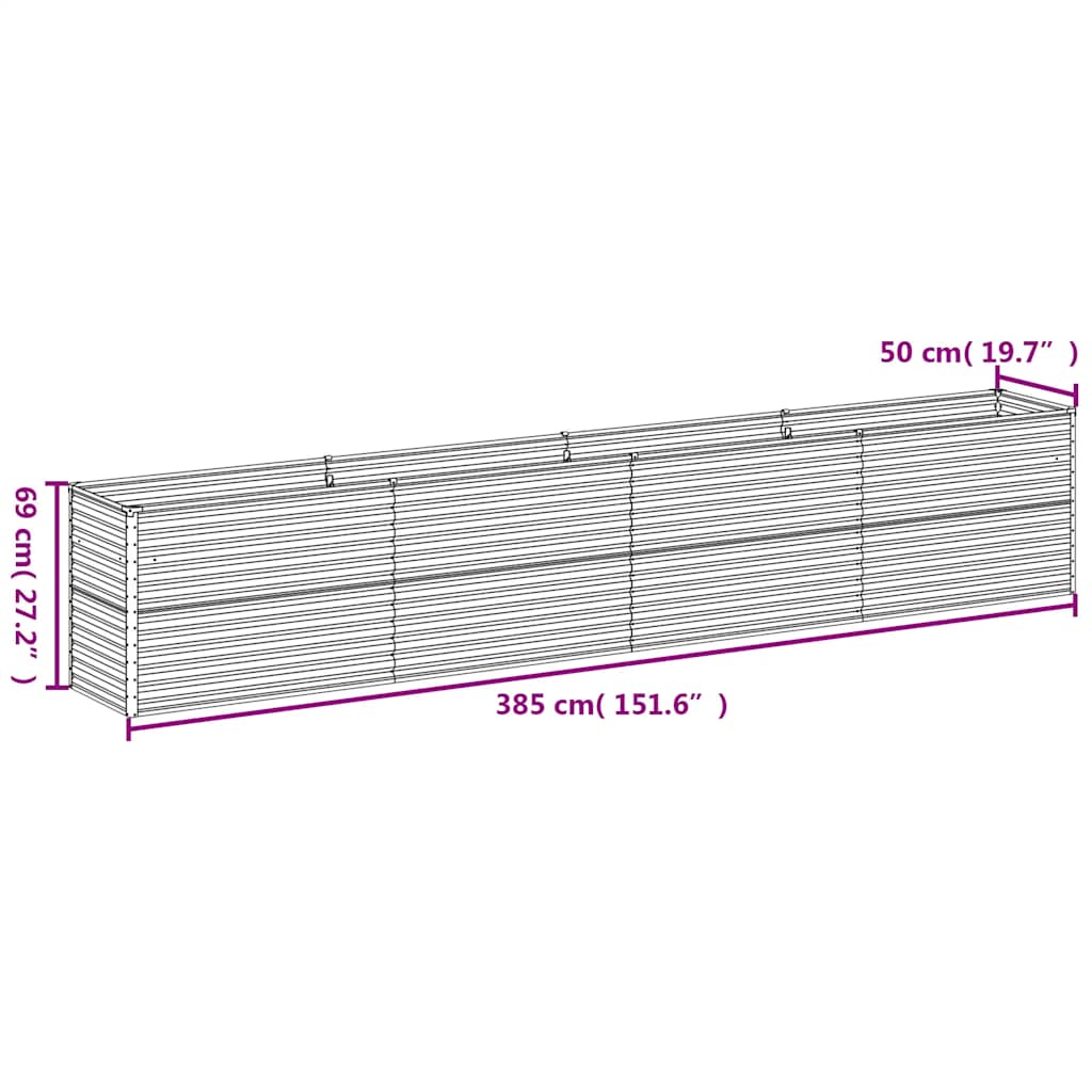 vidaXL Υπερυψωμένο Ζαρντινιέρα Κήπου 385 x 50 x 69 εκ. από Ατσάλι Corten