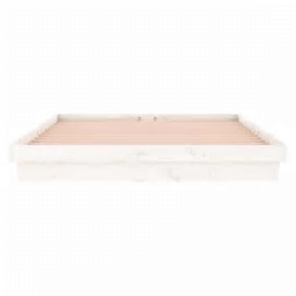 vidaXL Πλαίσιο Κρεβατιού με LED Λευκό 160 x 200 εκ. από Μασίφ Ξύλο