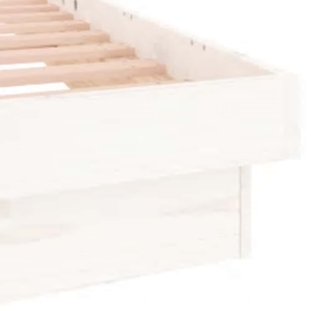 vidaXL Πλαίσιο Κρεβατιού με LED Λευκό 160 x 200 εκ. από Μασίφ Ξύλο