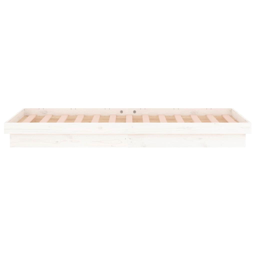 vidaXL Πλαίσιο Κρεβατιού LED Λευκό 75x190 εκ. Μικρό Μονό Μασίφ Ξύλο