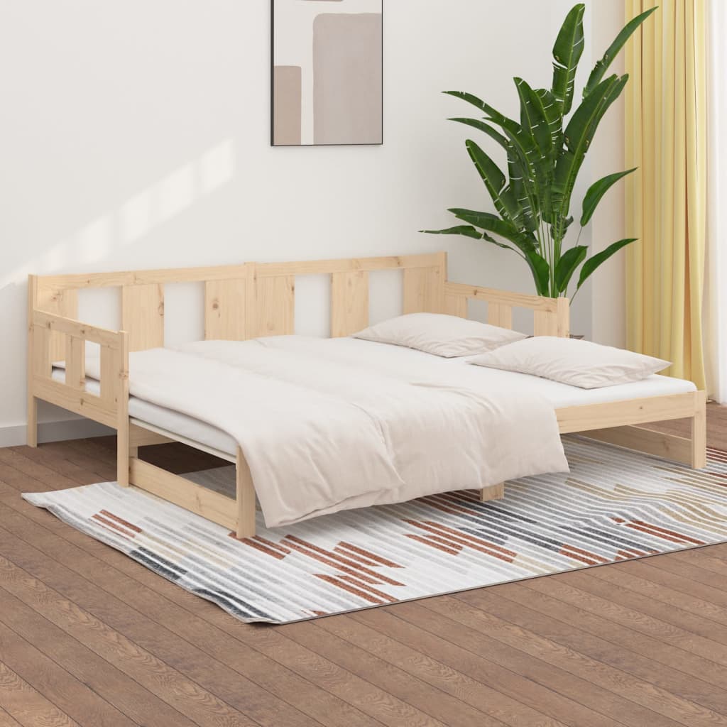 vidaXL Καναπές Κρεβάτι Συρόμενος 2x(90x190) εκ. από Μασίφ Ξύλο Πεύκου