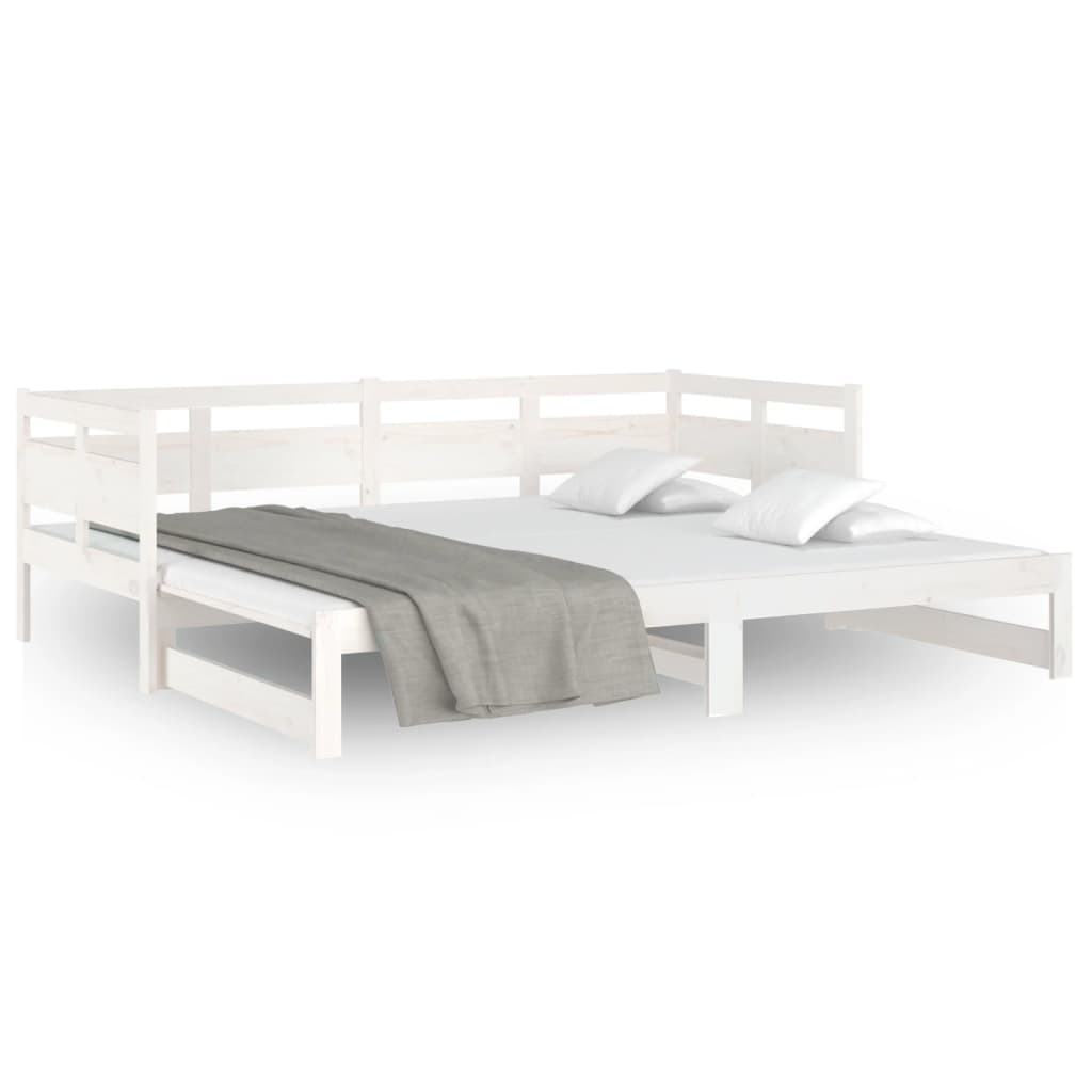 vidaXL Καναπές Κρεβάτι Συρόμενος Λευκός 2x(90x200) εκ. από Μασίφ Πεύκο