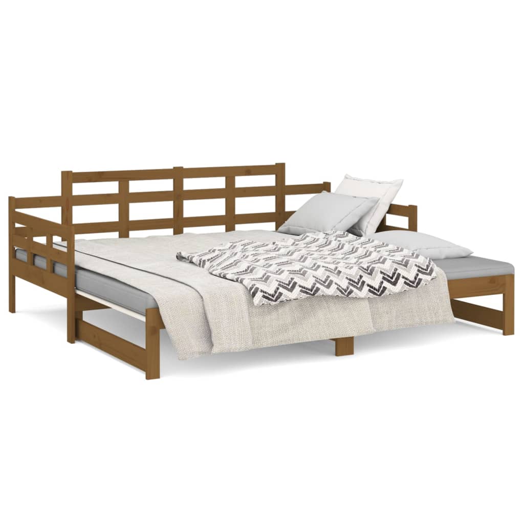 vidaXL Καναπές Κρεβάτι Συρόμενος Μελί 2x(90x190) εκ. από Μασίφ Πεύκο