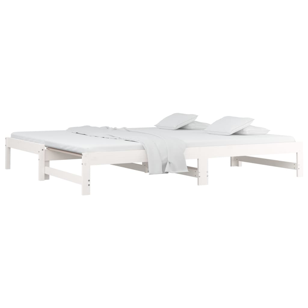vidaXL Καναπές Κρεβάτι Συρόμενος Λευκός 2x(80x200) εκ. από Μασίφ Πεύκο