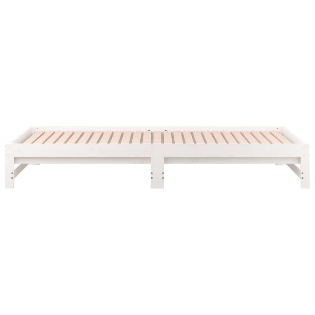 vidaXL Καναπές Κρεβάτι Συρόμενος Λευκός 2x(80x200) εκ. από Μασίφ Πεύκο