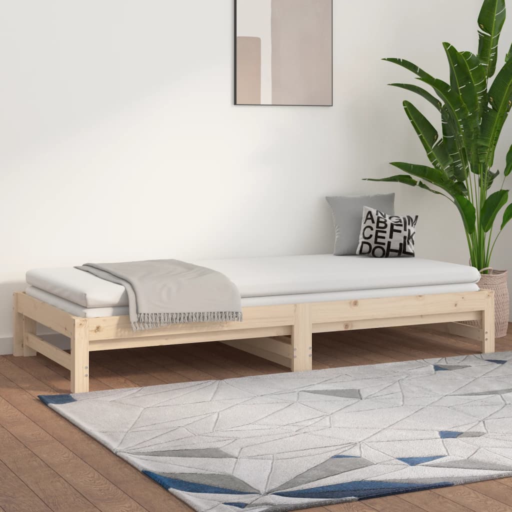 vidaXL Καναπές Κρεβάτι Συρόμενος 2x(90x190) εκ. Μασίφ Ξύλο Πεύκου