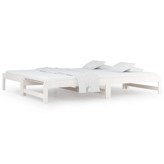 vidaXL Καναπές Κρεβάτι Συρόμενος Λευκός 2x(90x190) εκ. από Μασίφ Πεύκο