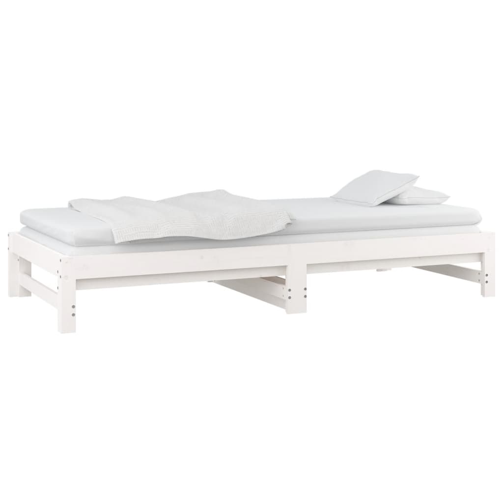 vidaXL Καναπές Κρεβάτι Συρόμενος Λευκός 2x(90x190) εκ. από Μασίφ Πεύκο