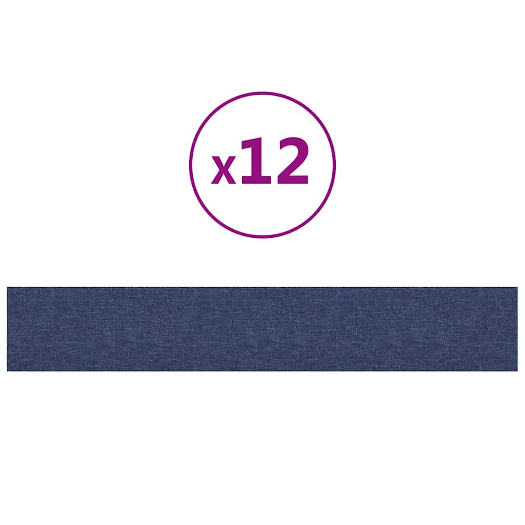 vidaXL Πάνελ Τοίχου 12 τεμ. Μπλε 90 x 15 εκ. 1,62 μ Υφασμα