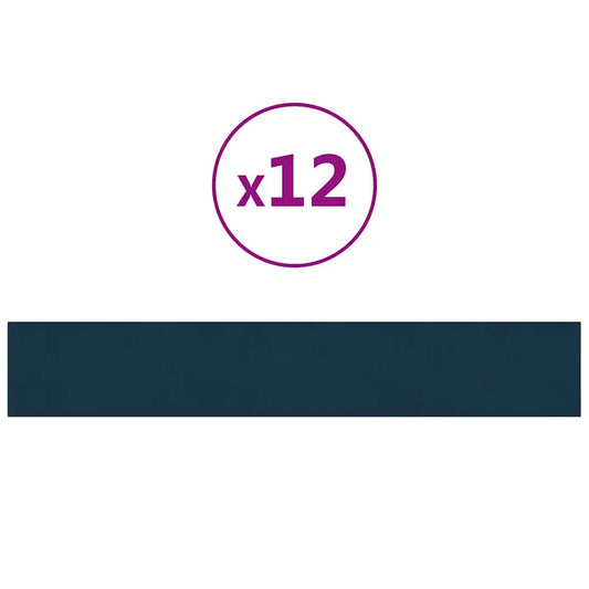 vidaXL Πάνελ Τοίχου 12 τεμ. Μπλε 90x15 εκ. 1,62 μ² Βελούδινα