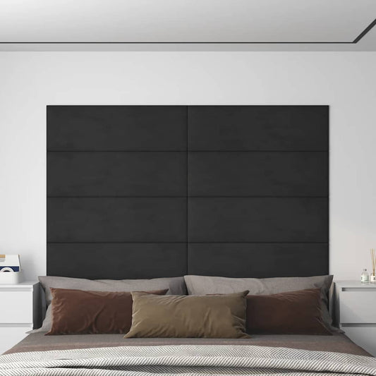 vidaXL Πάνελ Τοίχου 12 τεμ. Μαύρο 90 x 30 εκ. 3,24 μ² Βελούδινα
