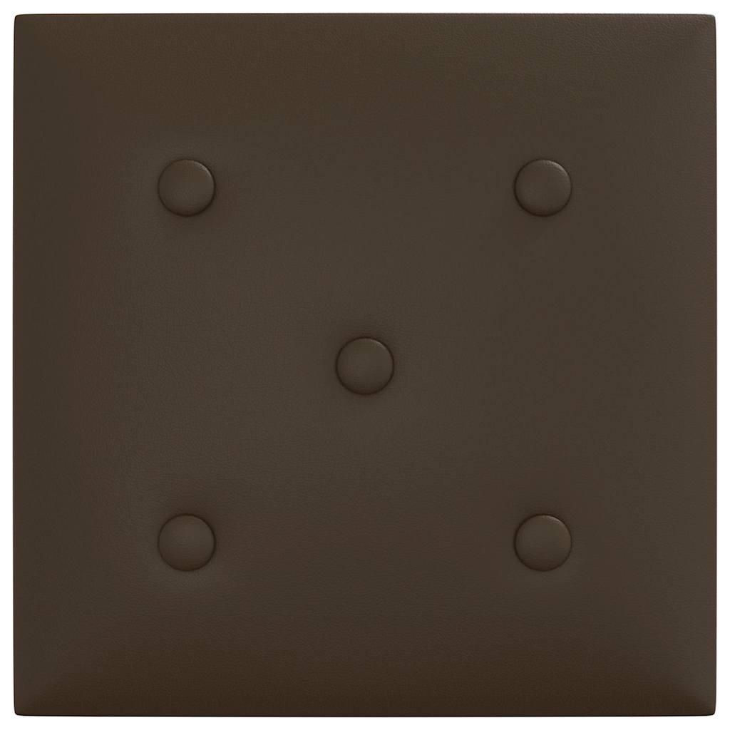 vidaXL Πάνελ Τοίχου 12 τεμ. Καφέ 30 x 30 εκ. 1,08 μ² Συνθετικό Δέρμα