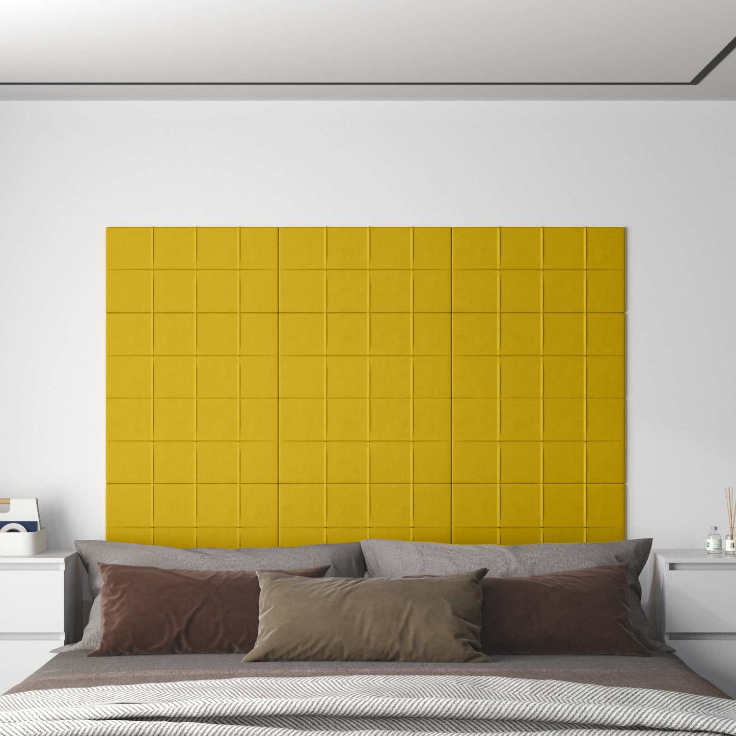 vidaXL Κεφαλάρι Τοίχου 12 pcs Κίτρινο 60 x 30 cm Βελούδο