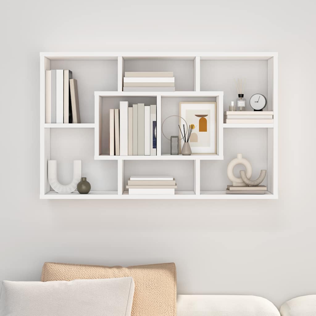 vidaXL Ραφιέρα Τοίχου Λευκή 85 x 16 x 52,5 εκ. από Επεξεργασμένο Ξύλο