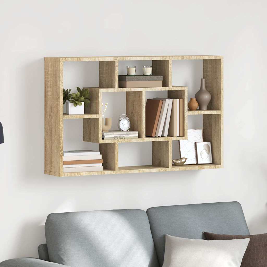 vidaXL Ραφιέρα Τοίχου Sonoma Δρυς 85x16x52,5 εκ. Επεξεργασμένο Ξύλο